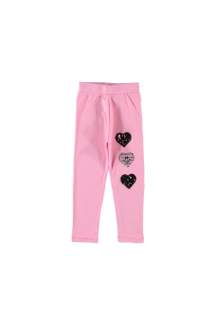 Pundikids Kalp İşlemeli Kız Çocuk Tayt Pembe - 9 yaş