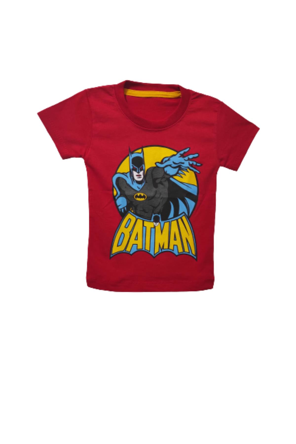 Erkek Çocuk Batman Baskılı T-shirt Kırmızı - 2 - 3 Yaş