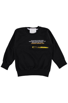 Pundikids Erkek Çocuk Cepli İki İp Bisiklet Yaka Sweath Siyah - 6 Yaş