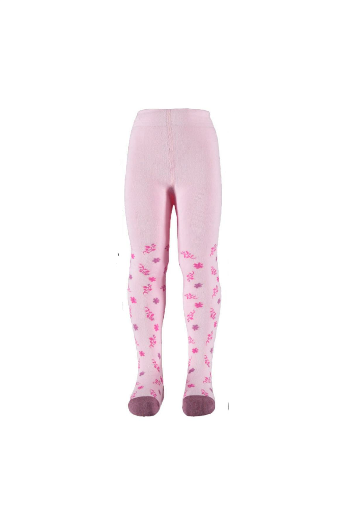 Pundikids Kız Desenli Çocuk Havlu Külotlu Çorap Pembe - 5 - 6 Yaş