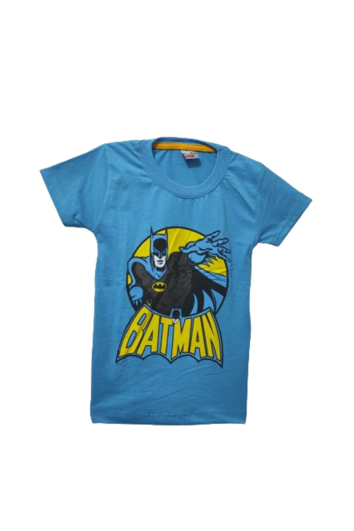 Erkek Çocuk Batman Baskılı T-shirt Mavi - 5 - 6 Yaş