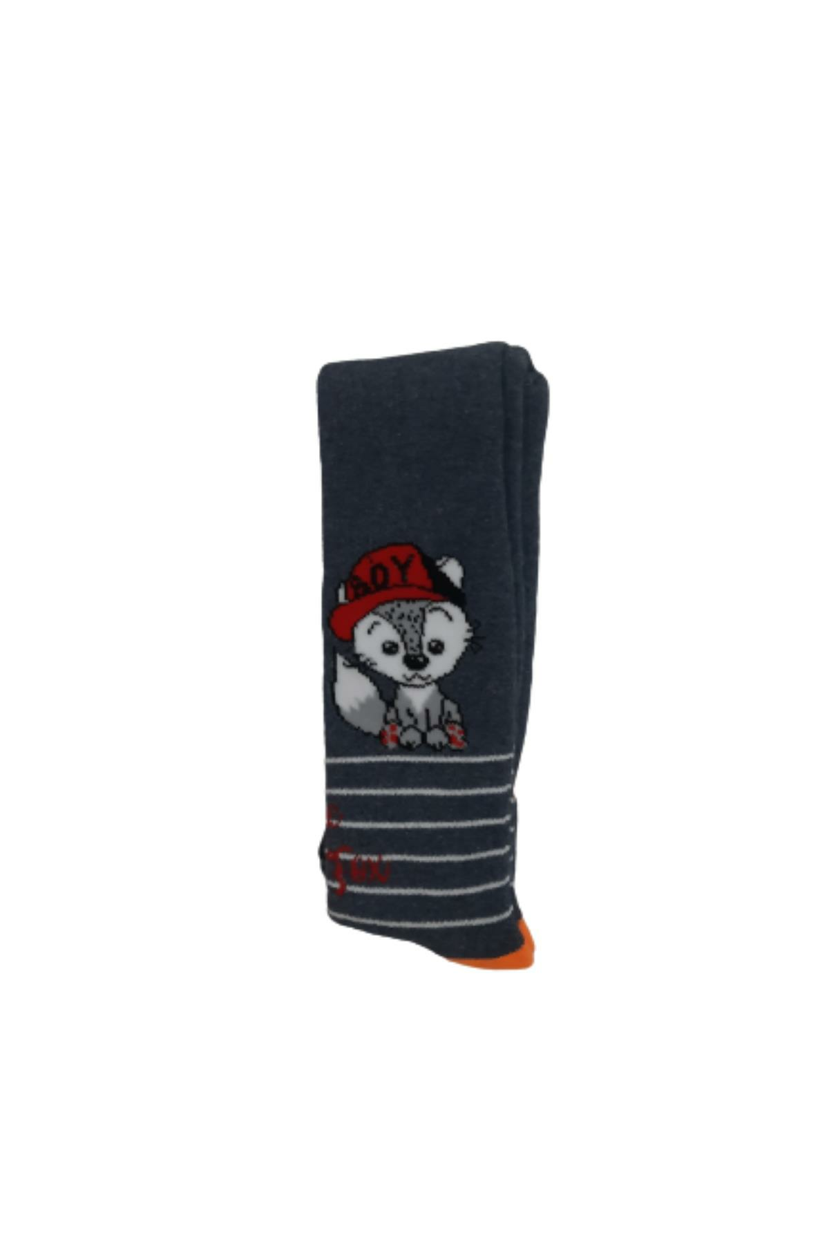 Pundikids Erkek Çocuk Havlu Külotlu Çorap Füme - 3 - 4 Yaş