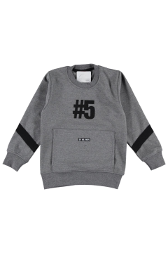 Pundikids Erkek Çocuk Kanguru Cepli İki İplik Sweath Koyu Gri - 8 Yaş