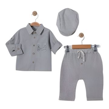 ŞAPKALI BASKILI GÖMLEKLİ TAKIM