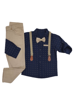 Pundikids Erkek Çocuk Gömleği Puantiyeli 4'lü Takım Bej - 8 Yaş