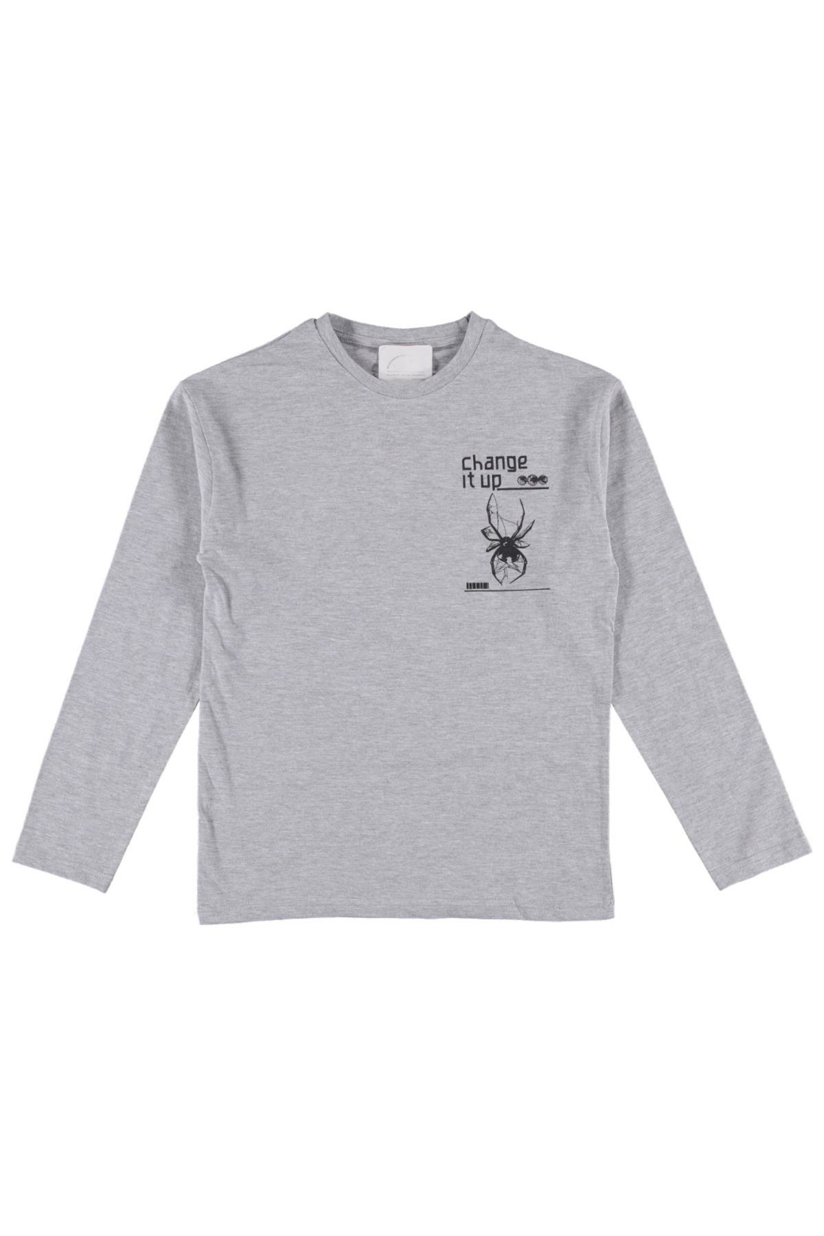 Pundikids Erkek Çocuk Change It Up Baskılı Sweatshirt Gri - 13 Yaş
