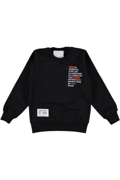 Pundikids Erkek Çocuk Fermuar Cepli Sweath Siyah - 5 Yaş