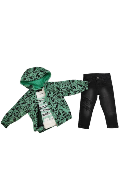 Pundikids Erkek Çocuk Yağmurluklu 3'lü Takım Yeşil - 3 Yaş