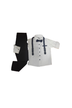 Pundikids Erkek Çocuk Askılı Papyonlu Takım Lacivert - 5 - 6 Yaş