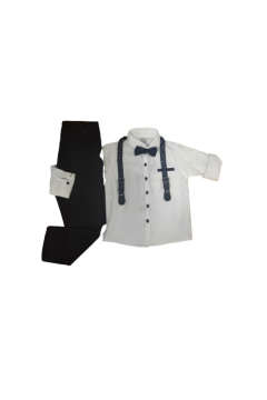 Pundikids Erkek Çocuk Askılı Papyonlu Takım Lacivert - 6 - 7 Yaş