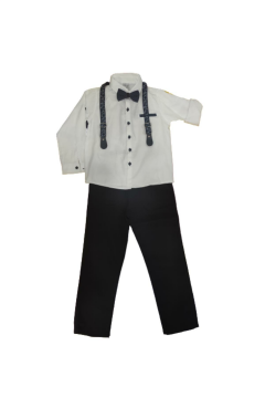 Pundikids Erkek Çocuk Askılı Papyonlu Takım Lacivert - 6 - 7 Yaş