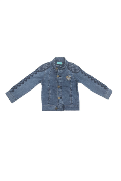 Pundikids Erkek Çocuk Nakışlı Kot Ceket Mavi - 7 - 8 Yaş