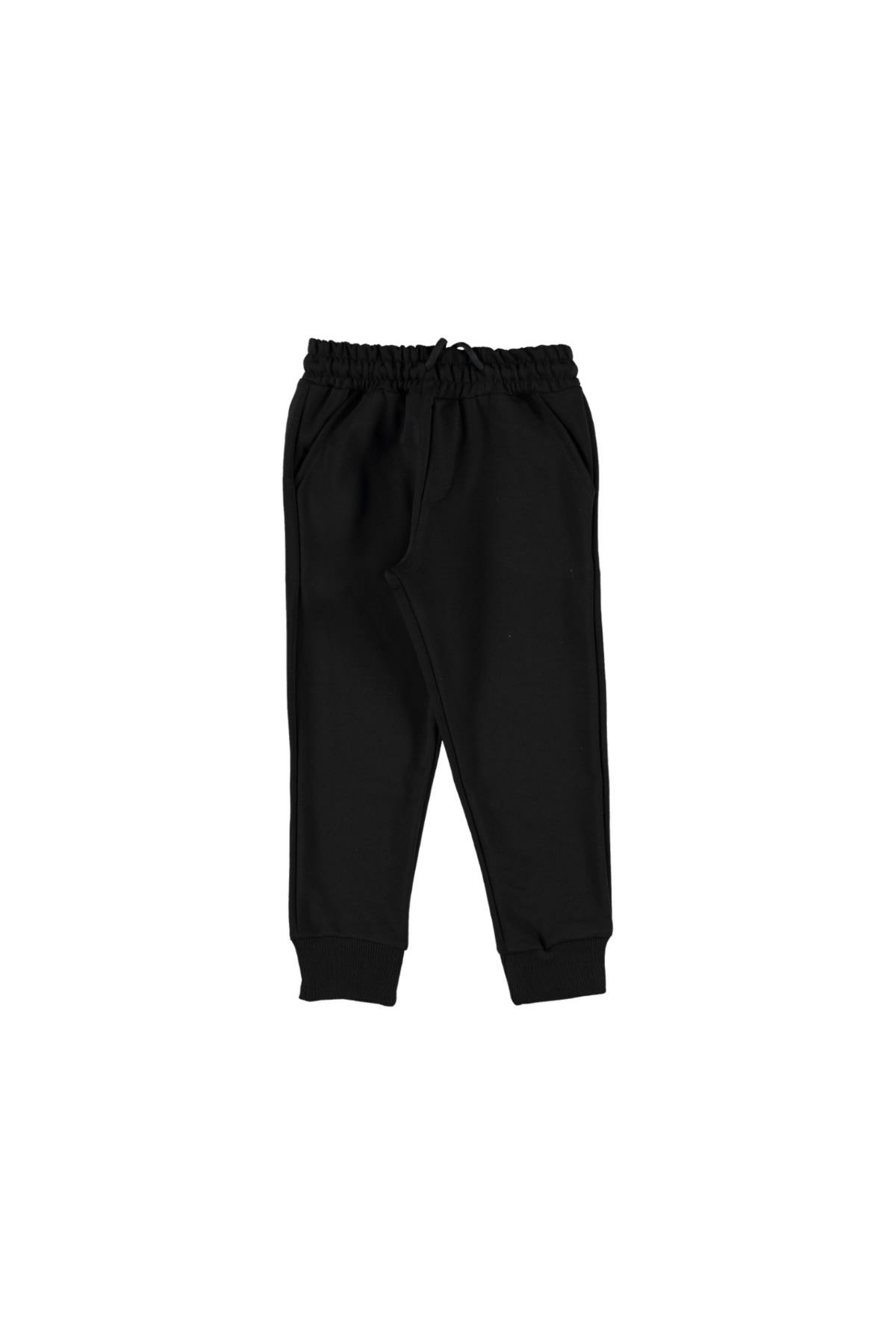 Pundikids Erkek Çocuk Pantolon Kesim Cepli Alt Eşofman Siyah - 5 Yaş