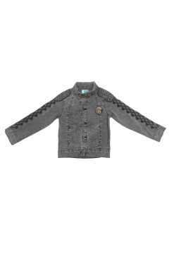 Pundikids Erkek Çocuk Nakışlı Kot Ceket Gri - 6 - 7 Yaş