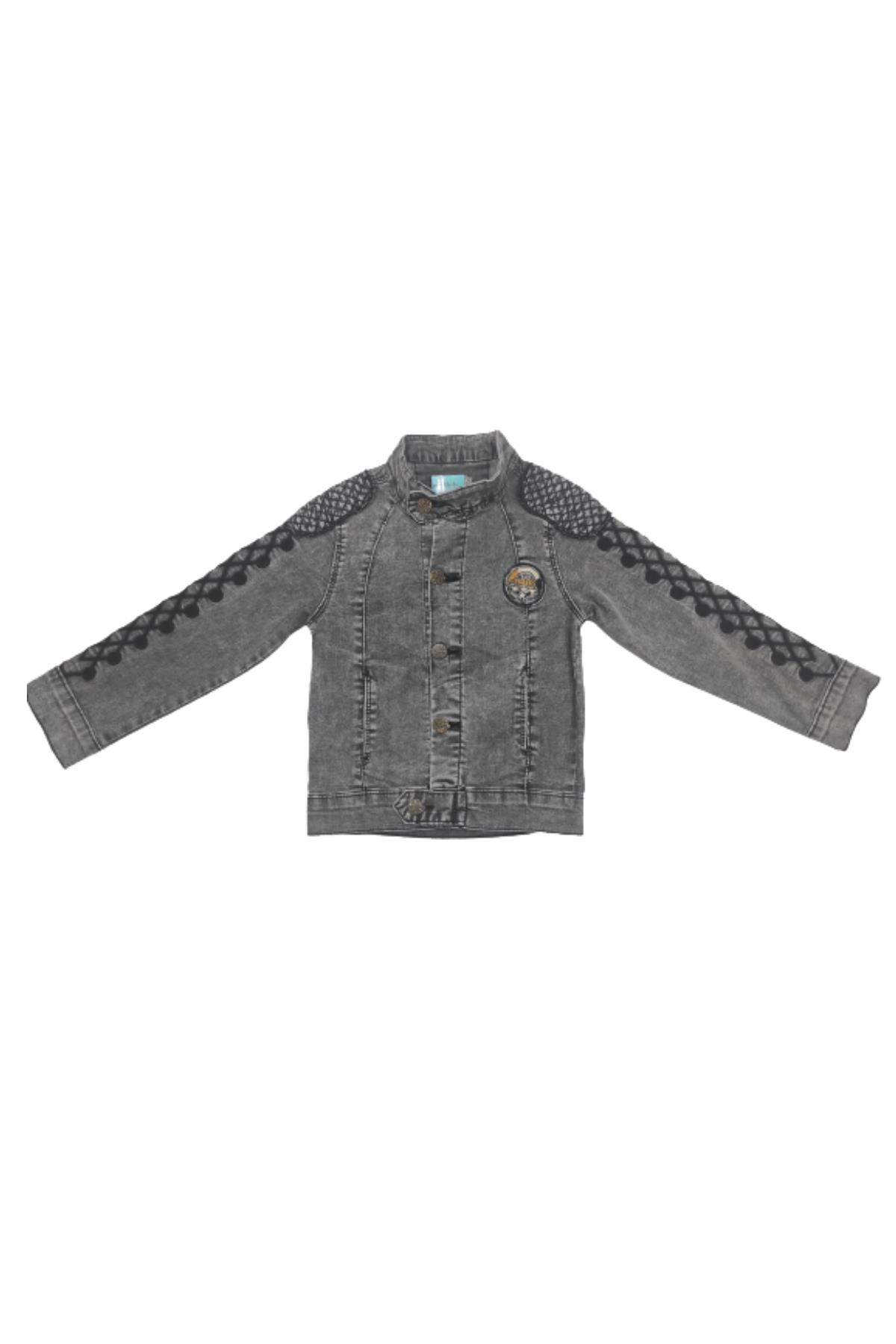 Pundikids Erkek Çocuk Nakışlı Kot Ceket Gri - 7 - 8 Yaş