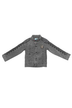 Pundikids Erkek Çocuk Nakışlı Kot Ceket Gri - 7 - 8 Yaş