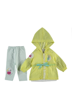 Pundikids Kız Bebek Trençkotlu 3'lü Takım Sarı - 6 - 9 Ay