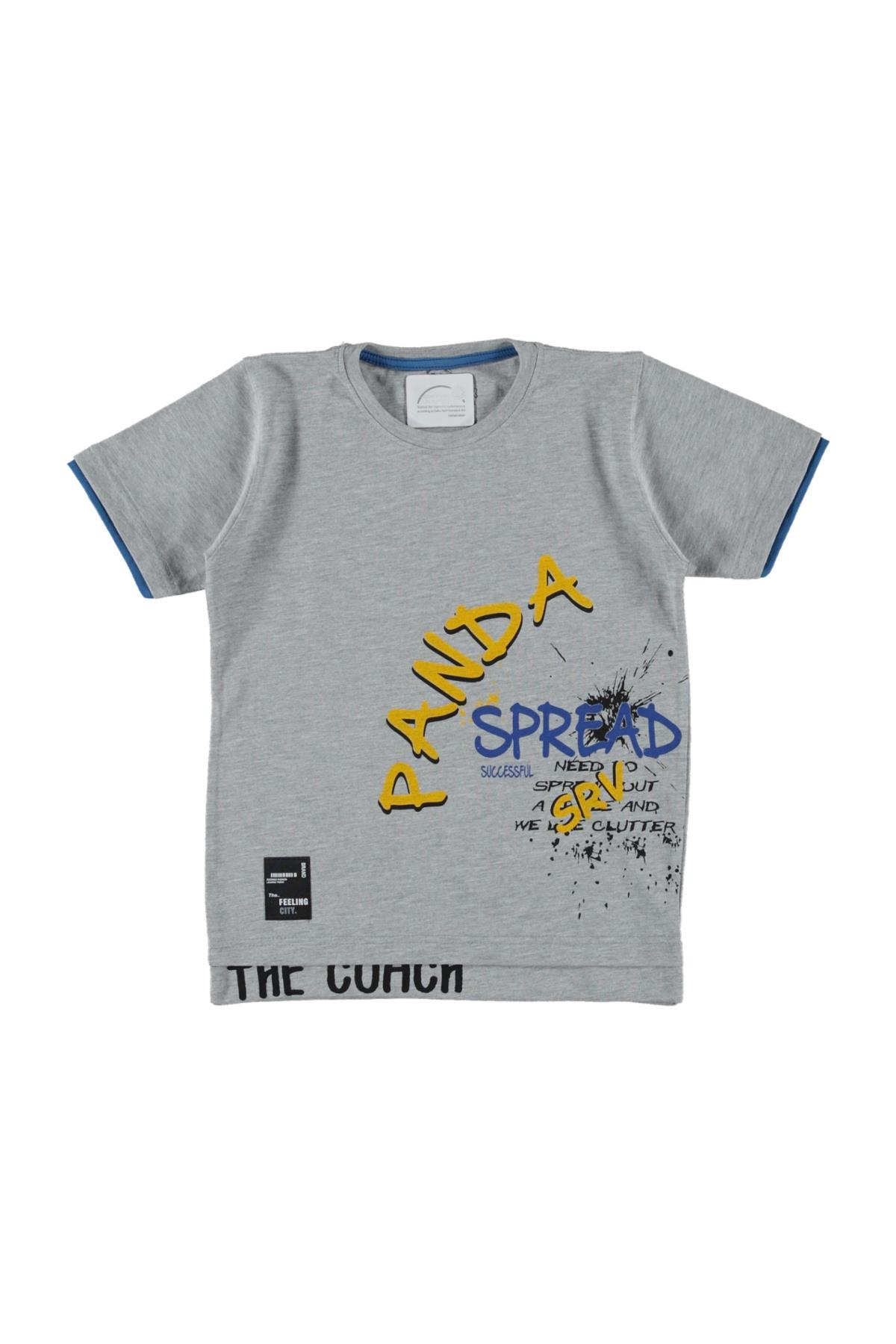 Pundikids Erkek Çocuk Baskılı Tişört Gri - 9 yaş