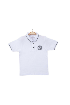 Pundikids Erkek Çocuk Polo Yaka Tişört Beyaz - 6 - 7 Yaş