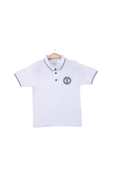 Pundikids Erkek Çocuk Polo Yaka Tişört Beyaz - 7 - 8 Yaş