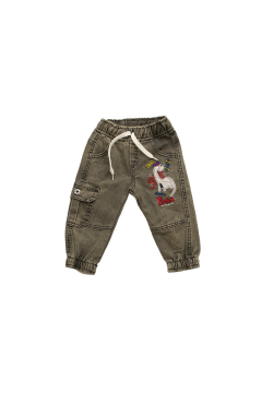 Erkebebek Jogger Kot Pantolon Gri - 9 - 12 AY