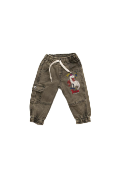 Erkebebek Jogger Kot Pantolon Gri - 12 - 18 Ay