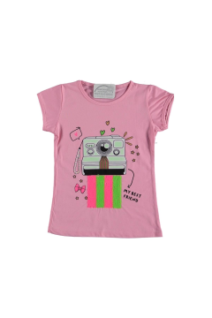 Kız Çocuk Camera Baskılı T-shirt Pembe - 3 Yaş
