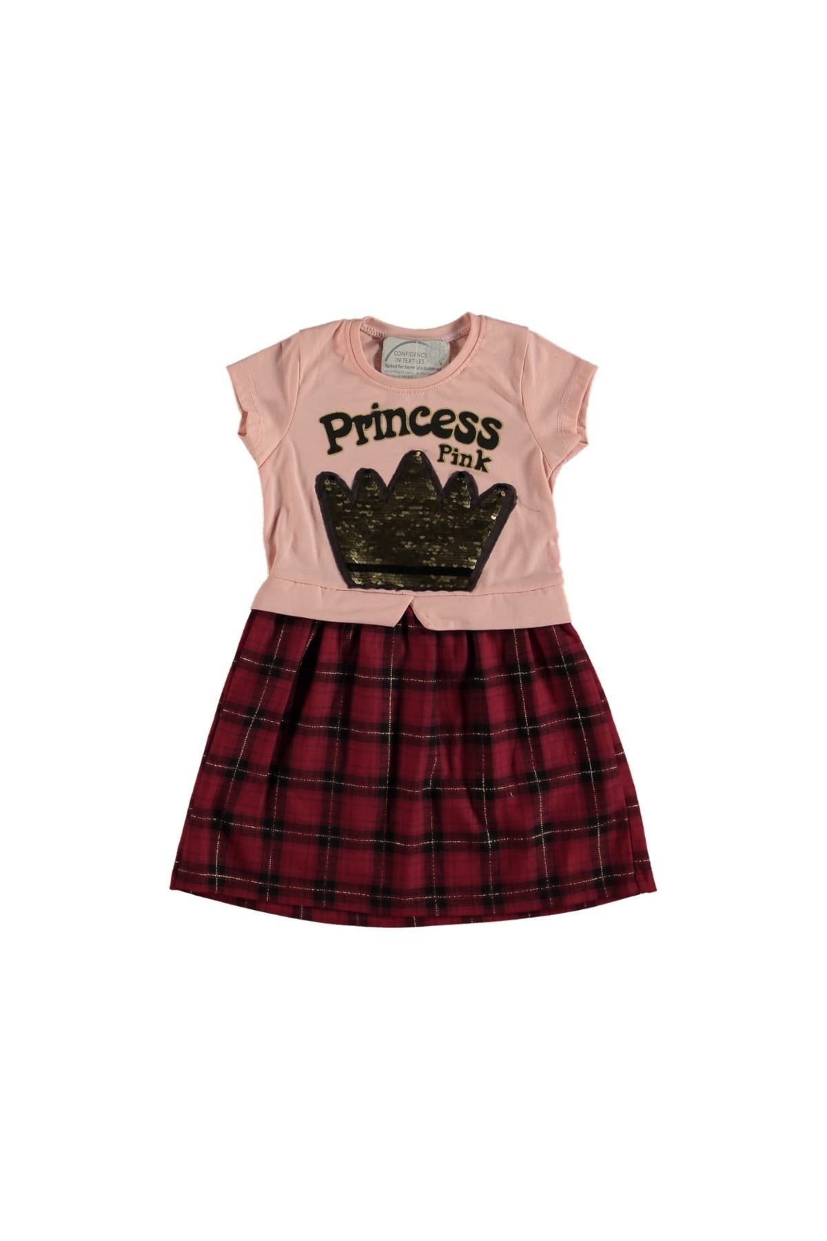 Pundikids Kız Çocuk Ekose Etekli Elbise Pembe - 3 Yaş