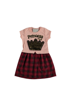 Pundikids Kız Çocuk Ekose Etekli Elbise Pembe - 4 Yaş