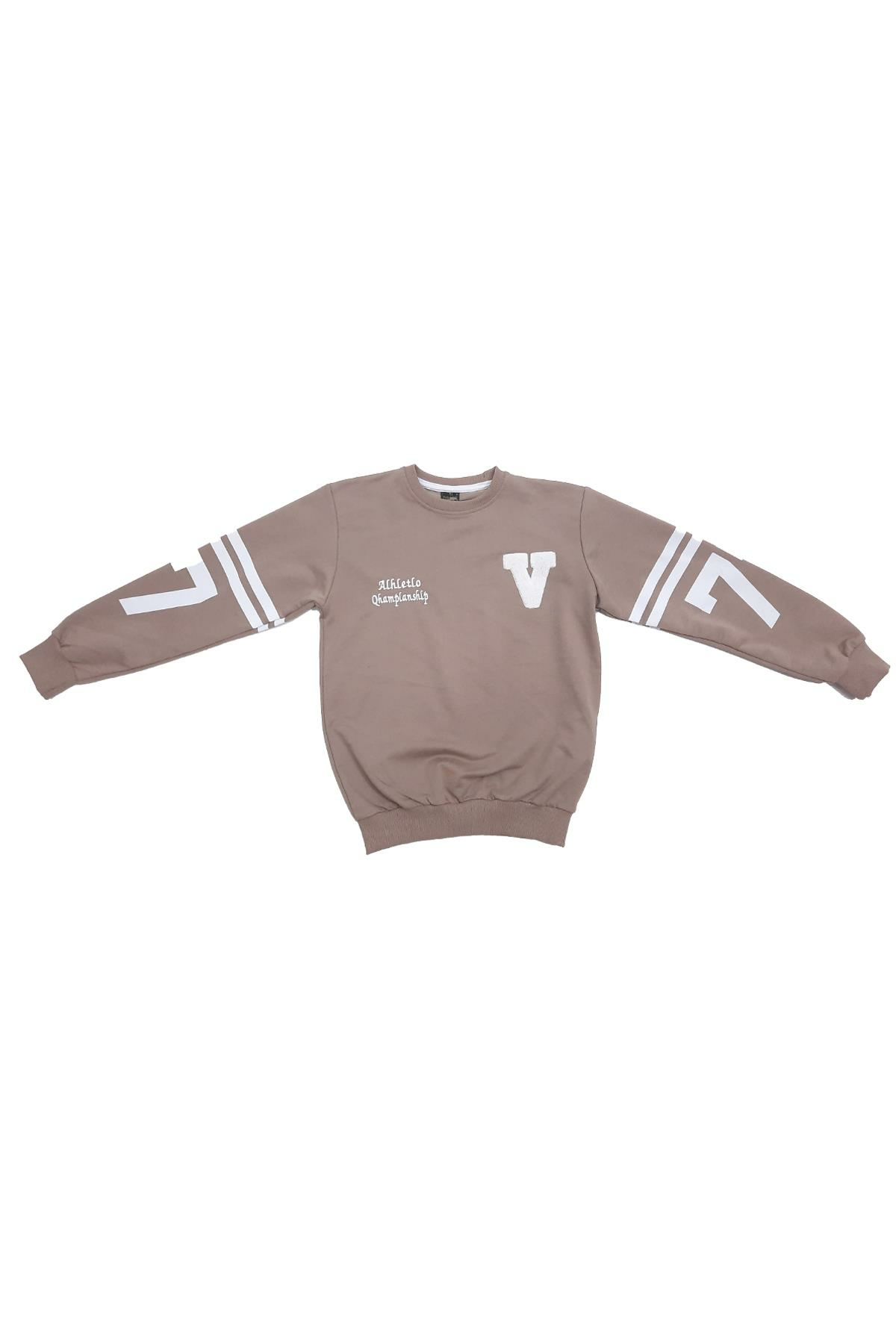 Pundikids Erkek Çocuk İki İp Bisiklet Yaka Sweath KAHVERENGİ - 9 yaş