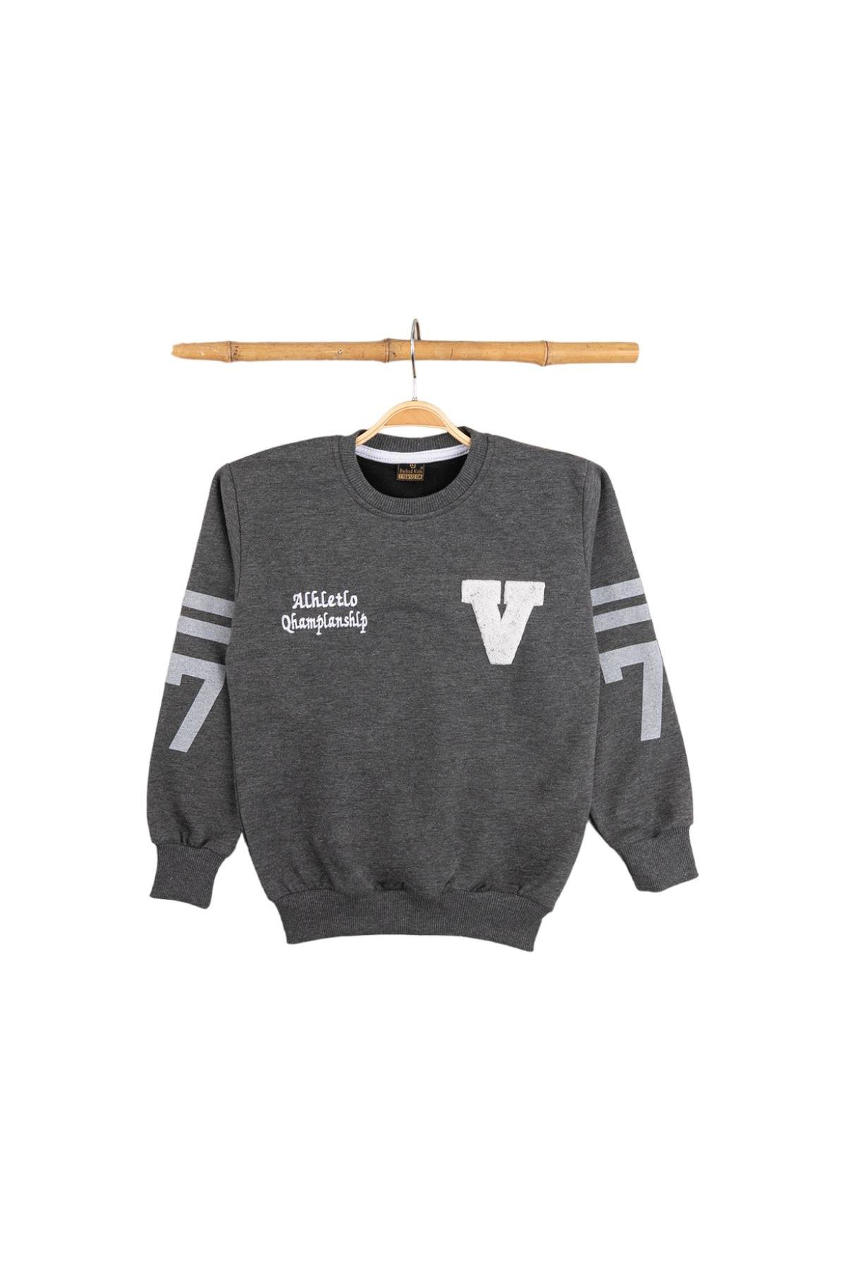 Pundikids Erkek Çocuk İki İp Bisiklet Yaka Sweath Koyu Gri - 8 Yaş