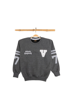 Pundikids Erkek Çocuk İki İp Bisiklet Yaka Sweath Koyu Gri - 8 Yaş