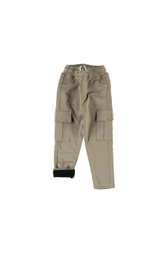 Çocuk Bel Lastikli Kargo Cepli İçi Polarlı Kışlık Camel Renk Pantolon Camel - 7 - 8 Yaş