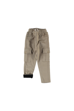 Çocuk Bel Lastikli Kargo Cepli İçi Polarlı Kışlık Camel Renk Pantolon Camel - 10 - 11 Yaş