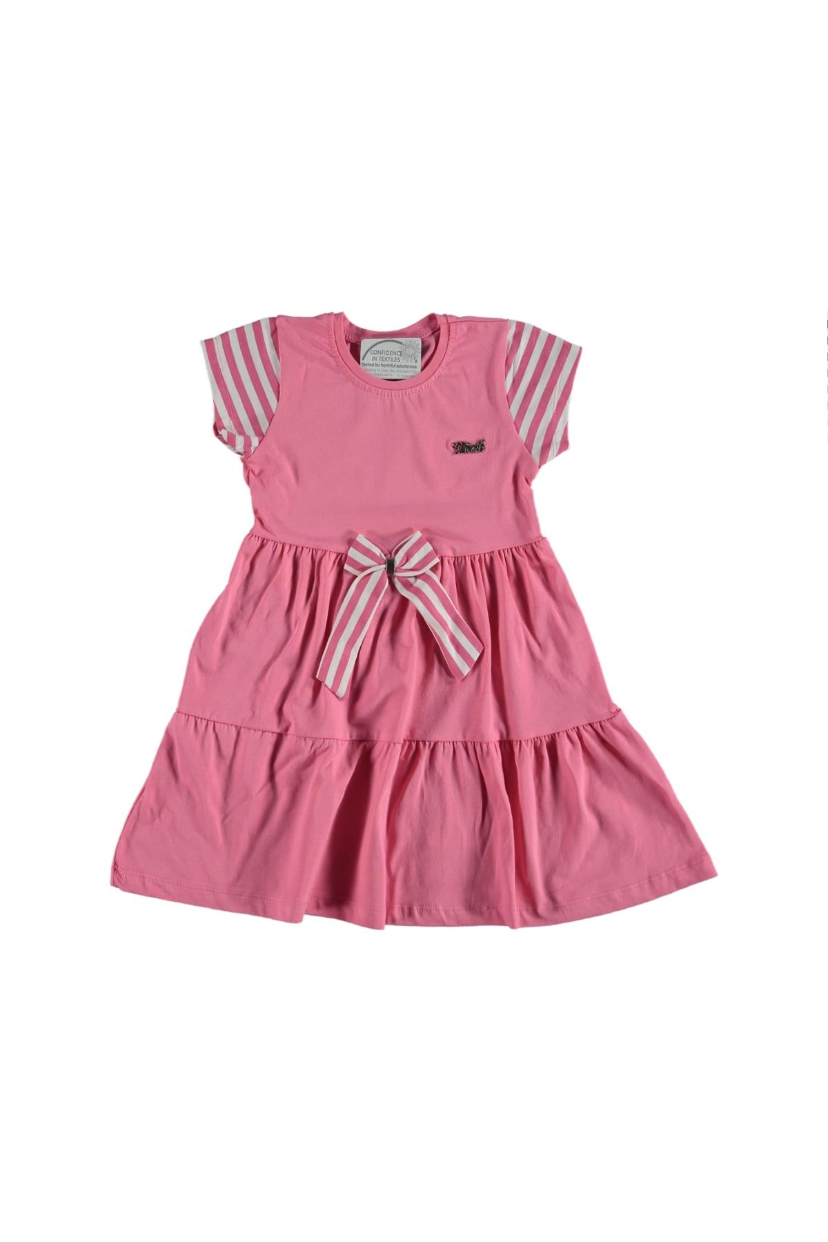 Pundikids Kız Çocuk Pileli Elbise Pembe - 7 Yaş