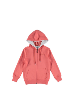 Kız Çocuk Kapüşonlu Fermuarlı İki İplik Mevsimlik Hırka