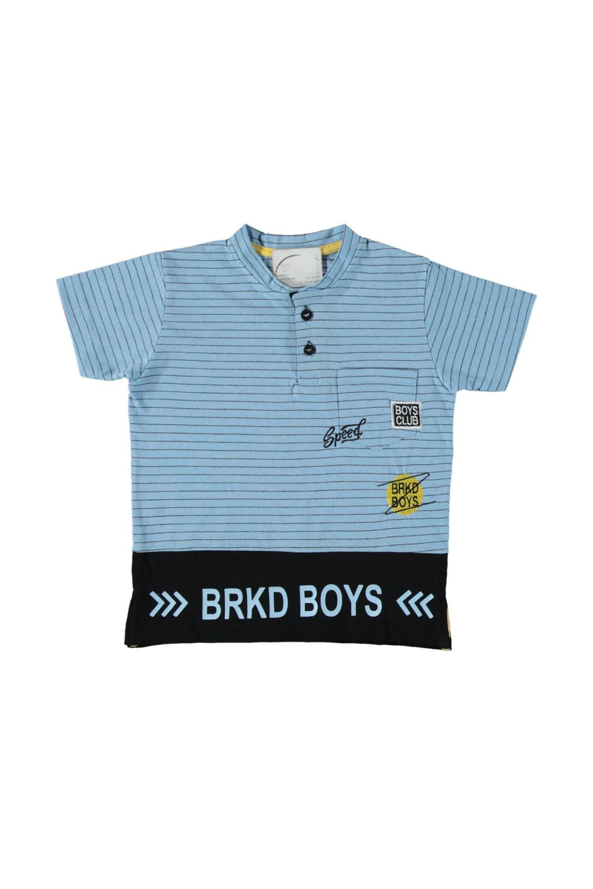 Pundikids Erkek Çocuk Bisiklet Yaka Düğmeli Tişört Mavi - 10 Yaş