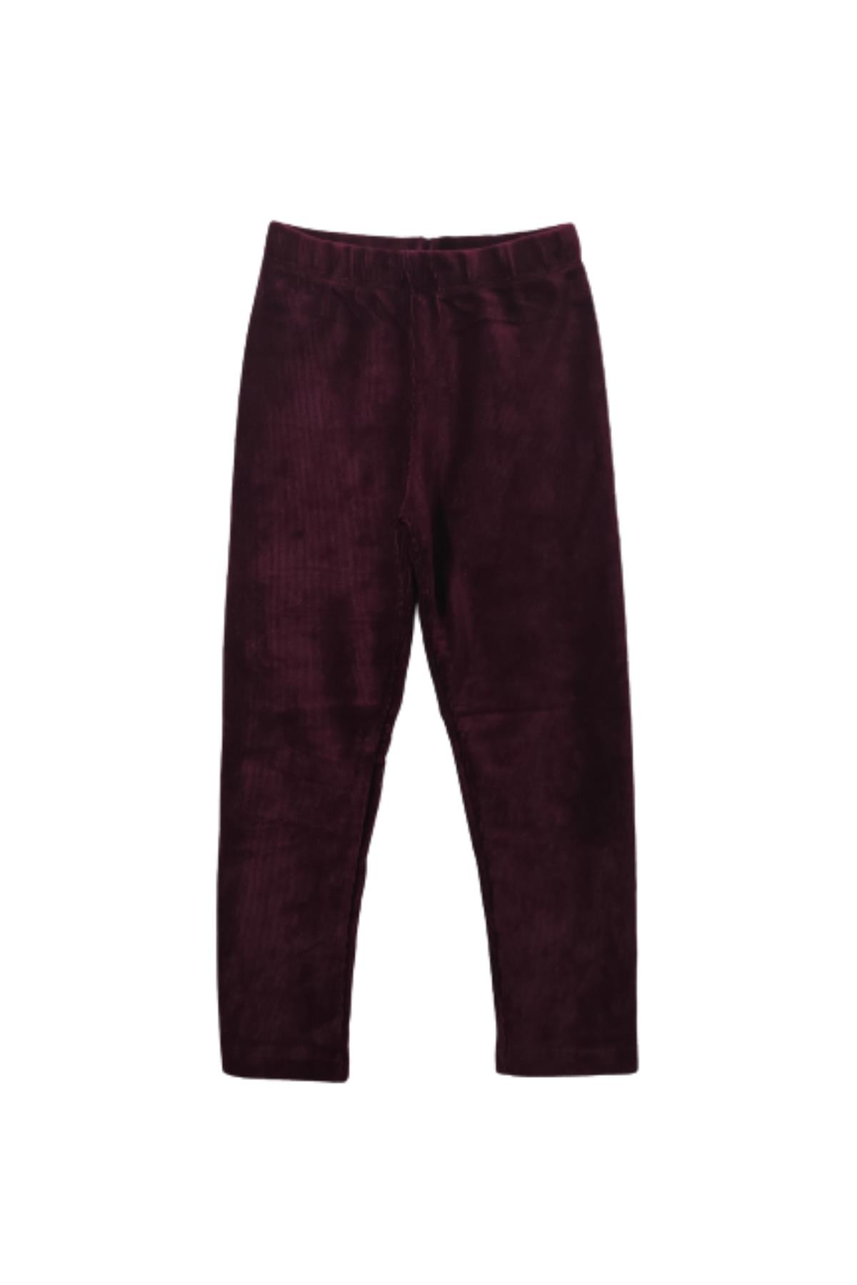 Pundikids Kız Çocuk Kadife Tayt Bordo - 6 Yaş