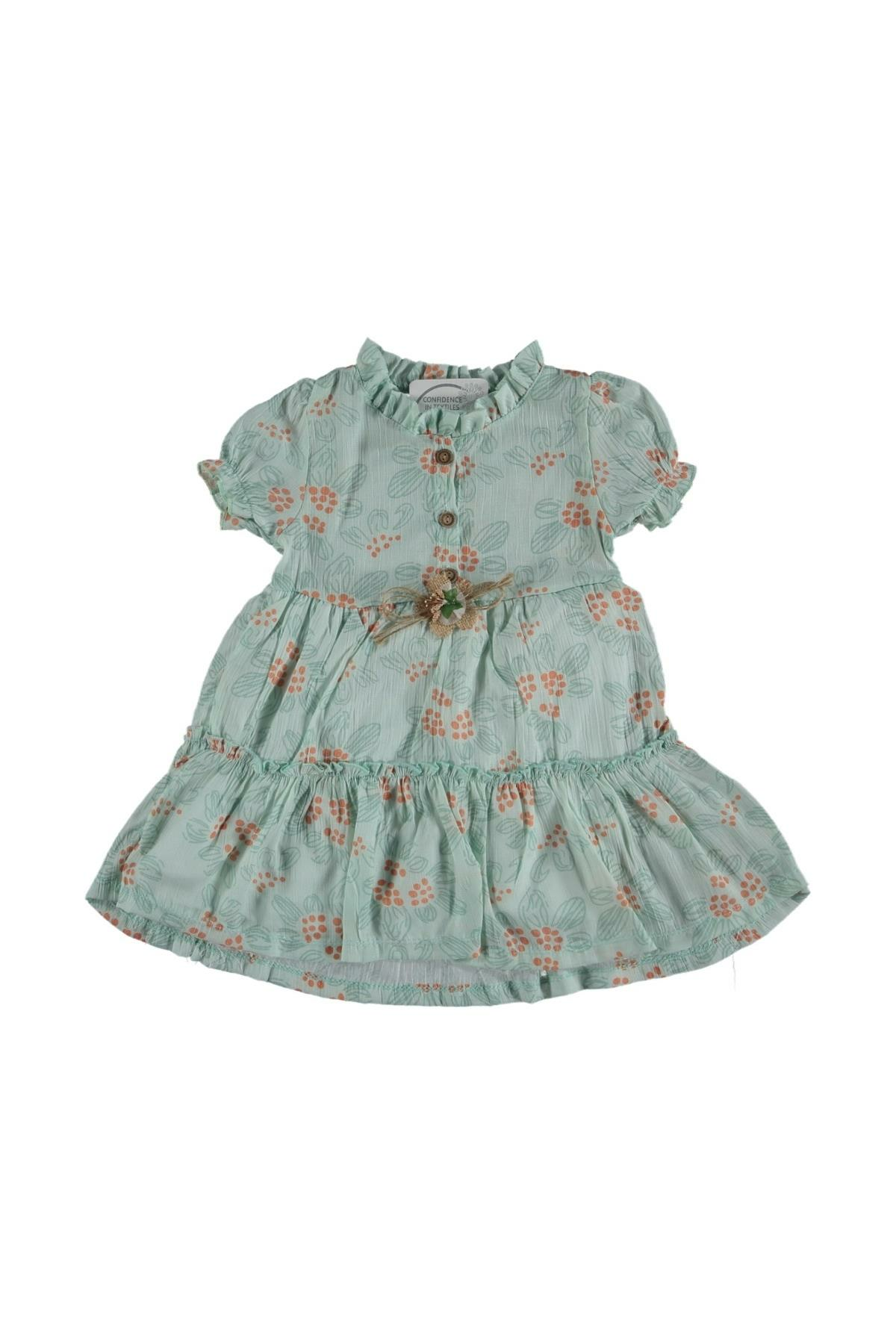 Pundikids Kız Çocuk Elbise Yeşil - 5 - 6 Yaş