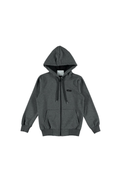 Pundikids Çocuk Fermuarlı Kapüşonlu İki İplik Mevsimlik Hırka Füme - 10 Yaş