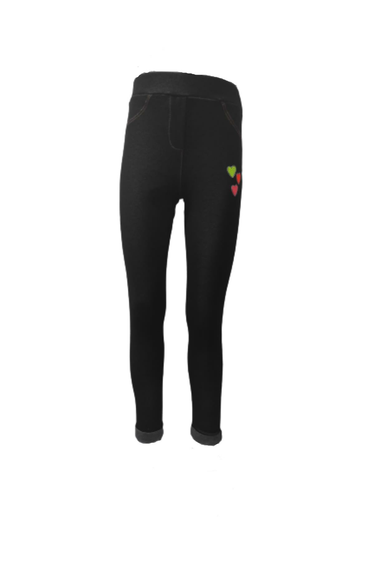 Pundikids Kot Görünümlü Double Paça İşlemeli Tayt Siyah - 5 - 6 Yaş