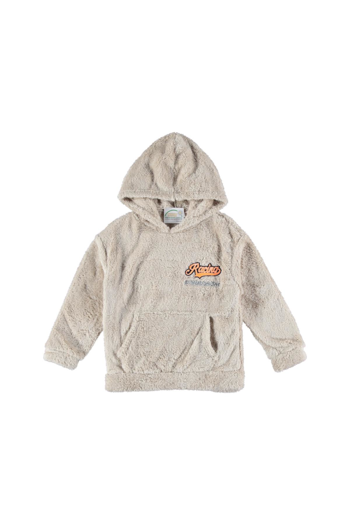 Pundikids Erkek Çocuk Kapüşonlu Peluş Sweath Bej - 8 - 9 Yaş