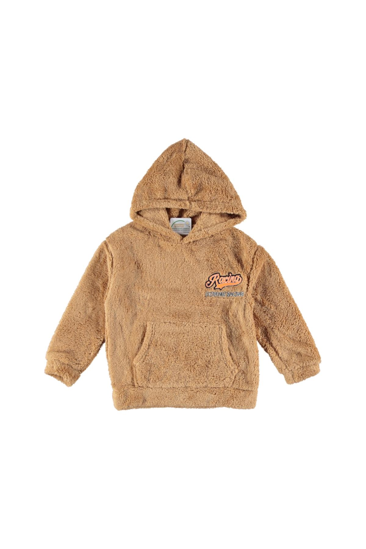 Pundikids Erkek Çocuk Kapüşonlu Peluş Sweath KAHVERENGİ - 8 - 9 Yaş