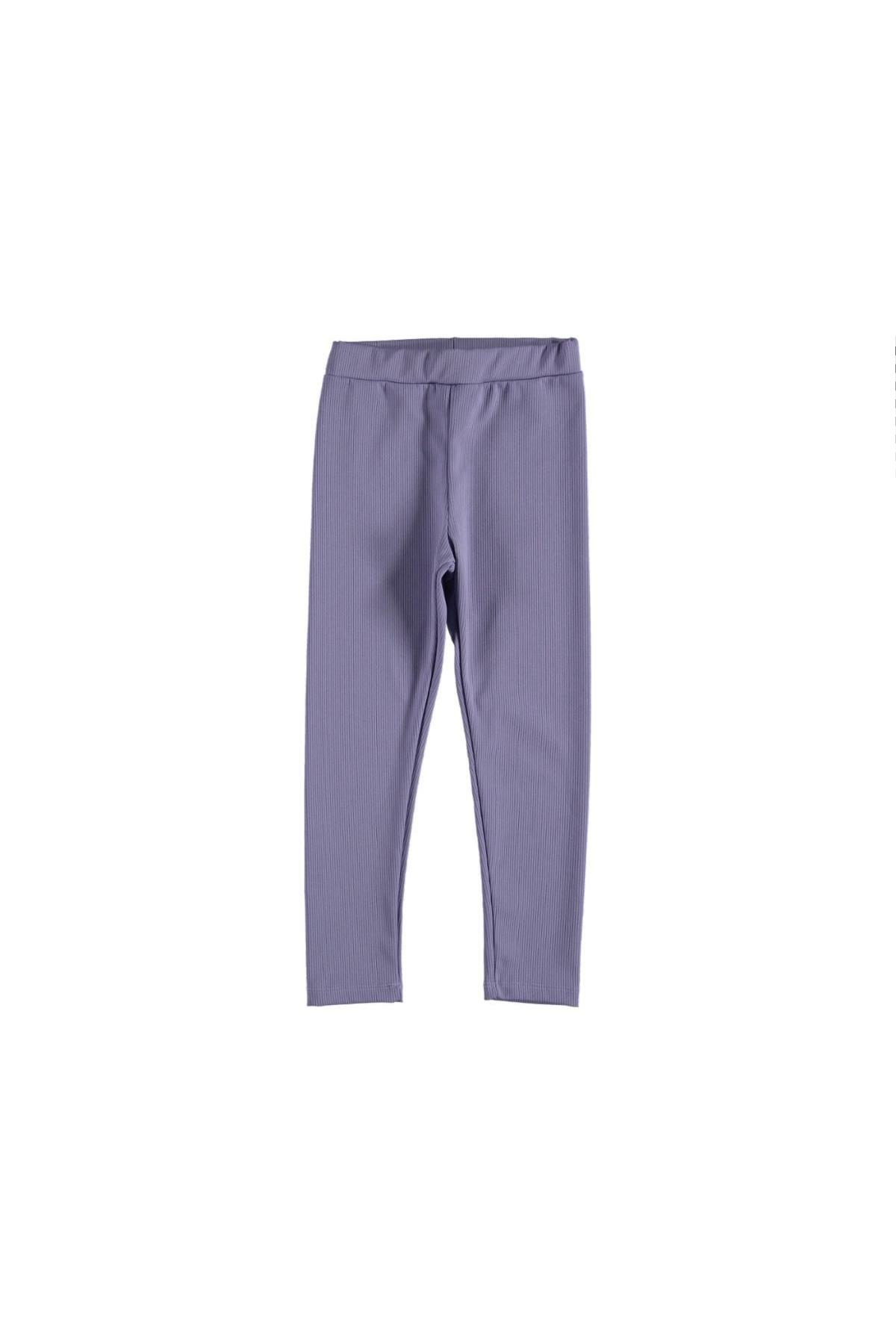 Pundikids Kız Çocuk Fitilli Görünümlü Tayt Lila - 7 - 8 Yaş
