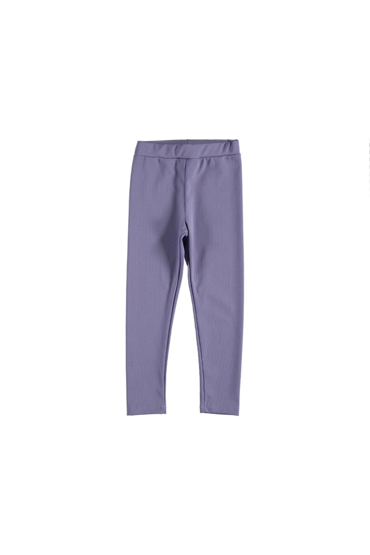 Pundikids Kız Çocuk Fitilli Görünümlü Tayt Lila - 9 - 10 Yaş