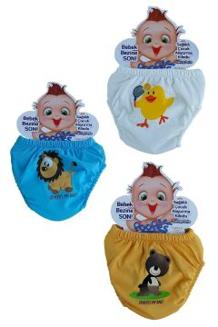Pundikids Hayvan Desenli 3'lü Alıştırma Külodu RENKLİ - 3 Yaş