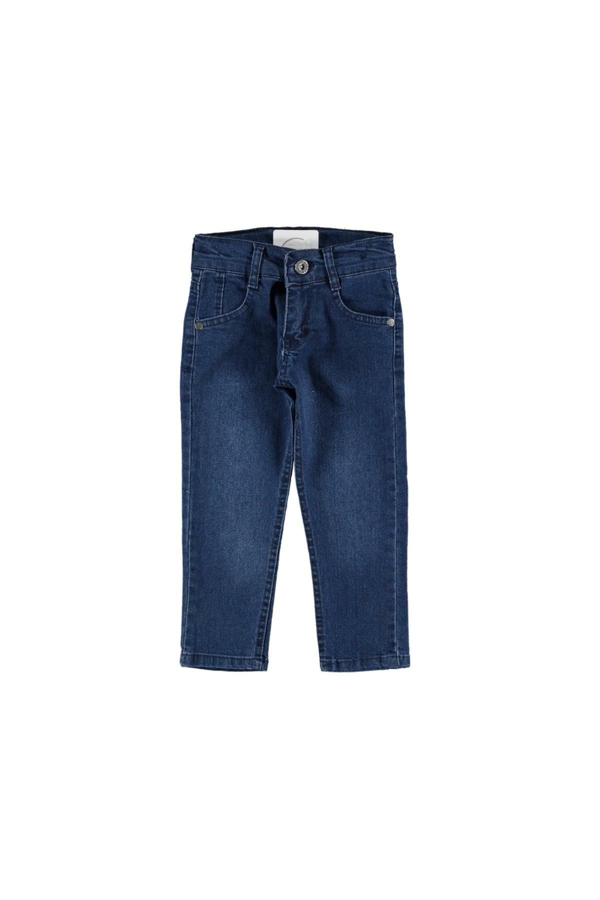 Erkek Çocuk Yıpratmalı Dar Paça Kot Pantolon Mavi - 3 - 4 Yaş